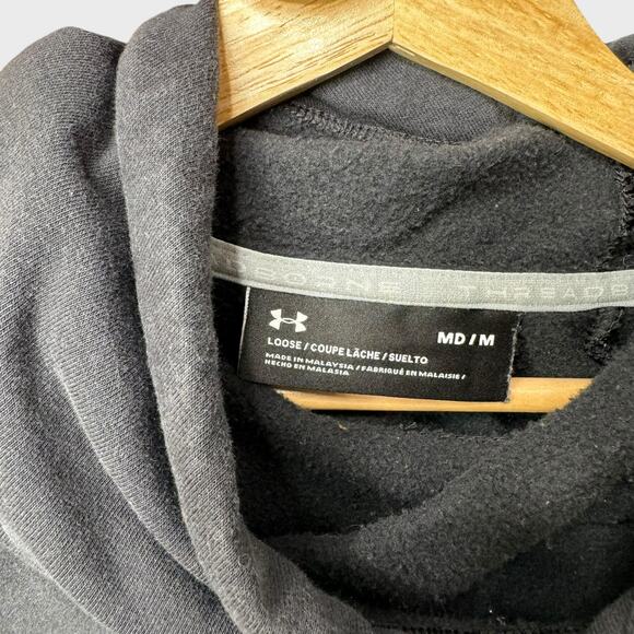 Under Armour Threadborne Hoodie I Medium I Black Fleece Loose Sweatshirt Sporty - Picture 5 of 6